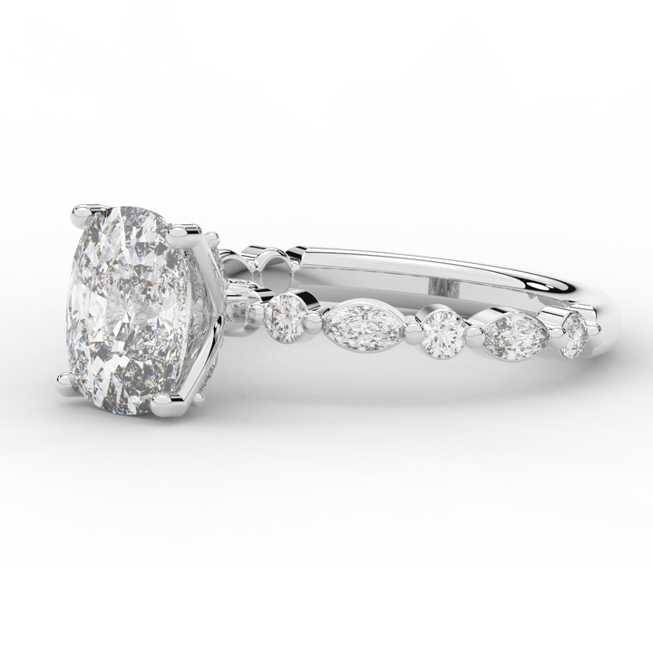 2.60CT.TW CUSHION LAB DIAMOND SOLITAIRE ENGAGEMENT RING