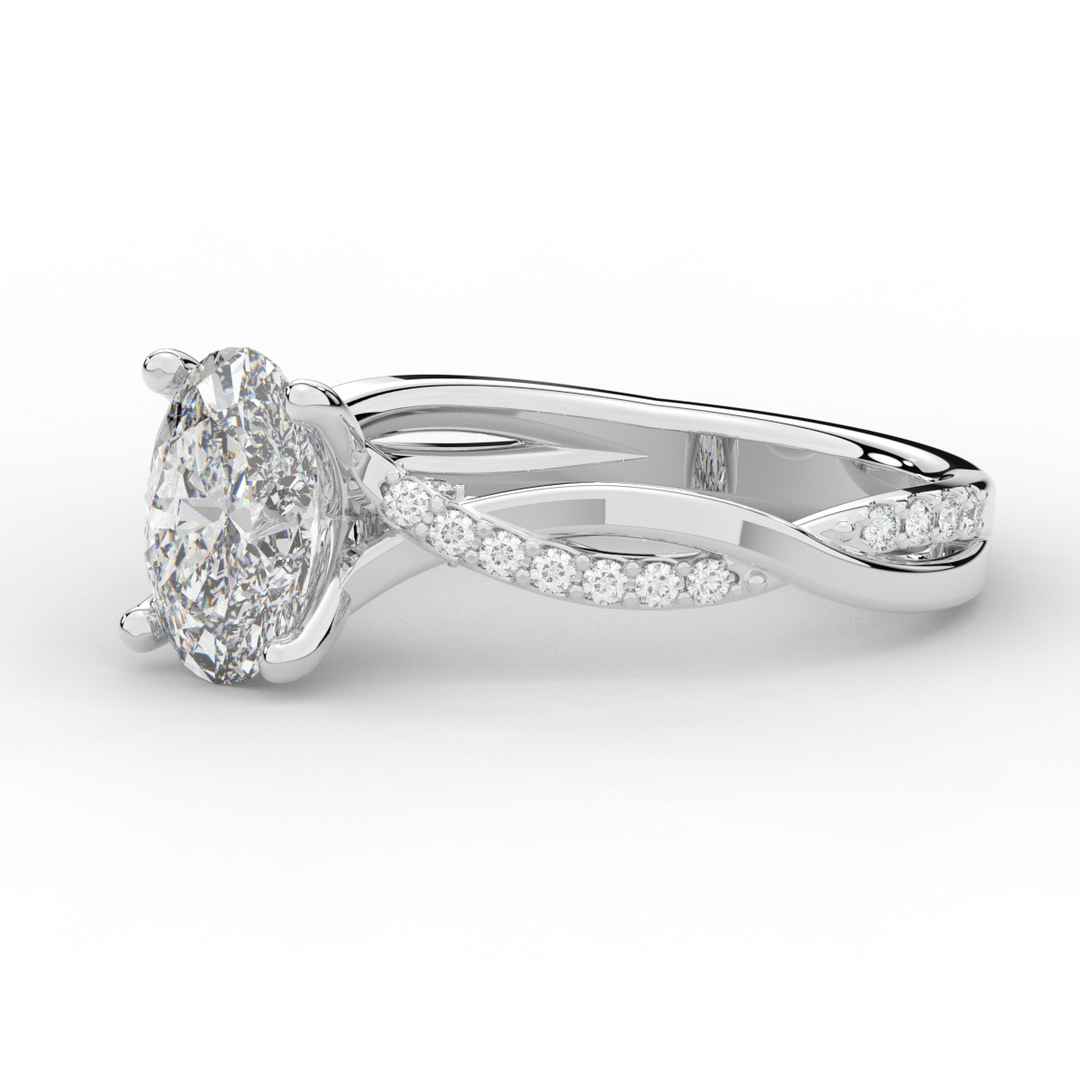 1.70CT.TW OVAL LAB DIAMOND TWIST BAND ENGAGEMENT RING