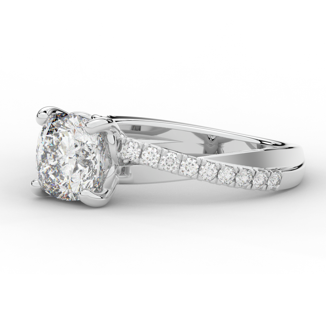 2.20CT.TW CUSHION LAB DIAMOND TWISTBAND ENGAGEMENT RING