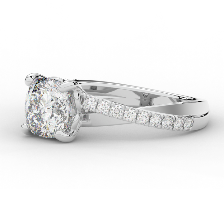 2.20CT.TW CUSHION LAB DIAMOND TWISTBAND ENGAGEMENT RING