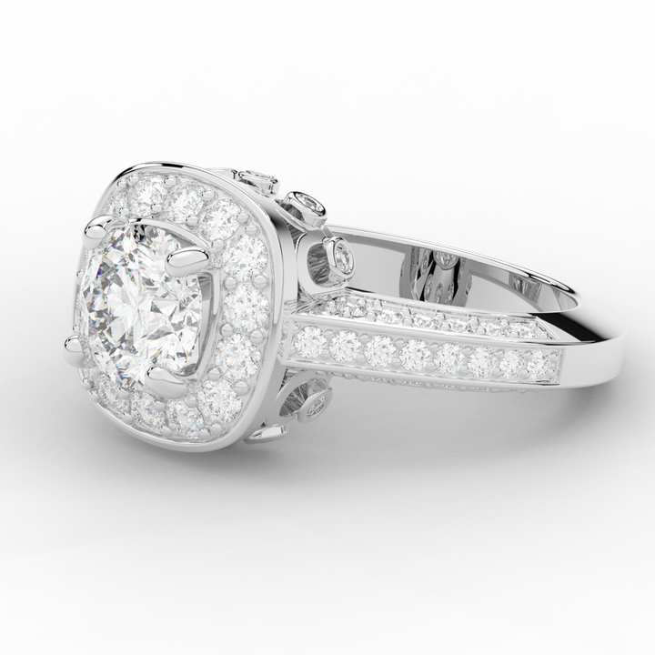 1.50CT.TW ROUND LAB DIAMOND HALO ENGAGEMENT RING