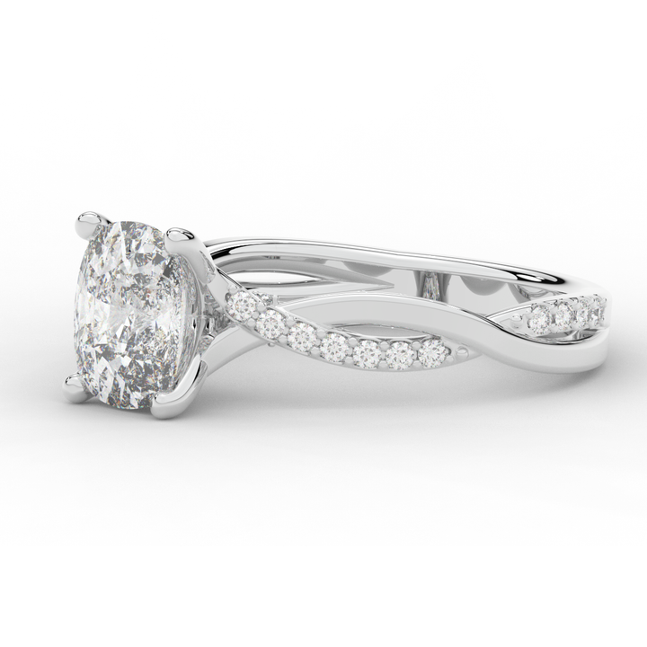 1.70CT.TW CUSHION LAB DIAMOND TWIST BAND ENGAGEMENT RING