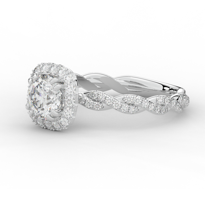 1.55CT.TW ROUND LAB DIAMOND HALO TWIST ENGAGEMENT RING