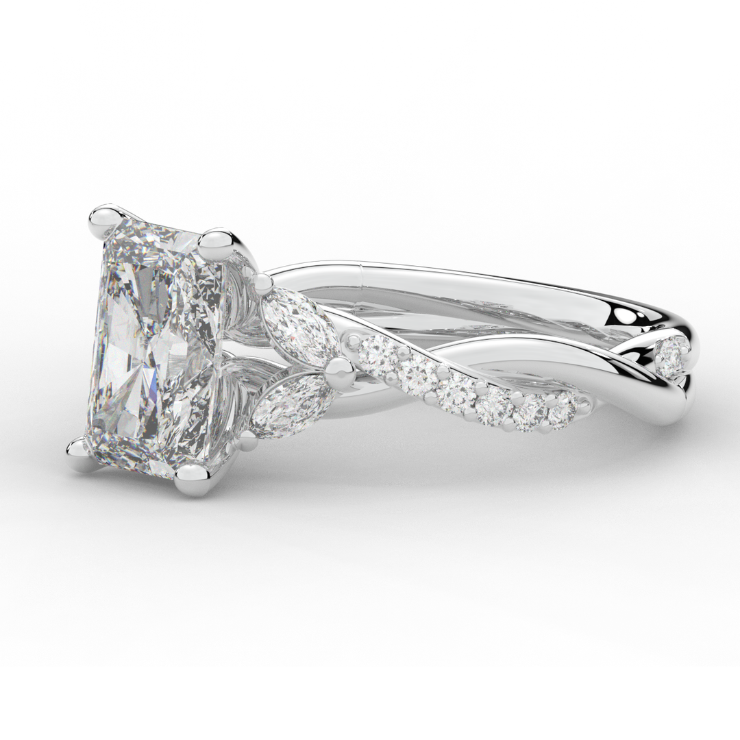 2.40CT.TW RADIANT LAB DIAMOND TWIST BAND ENGAGEMENT RING