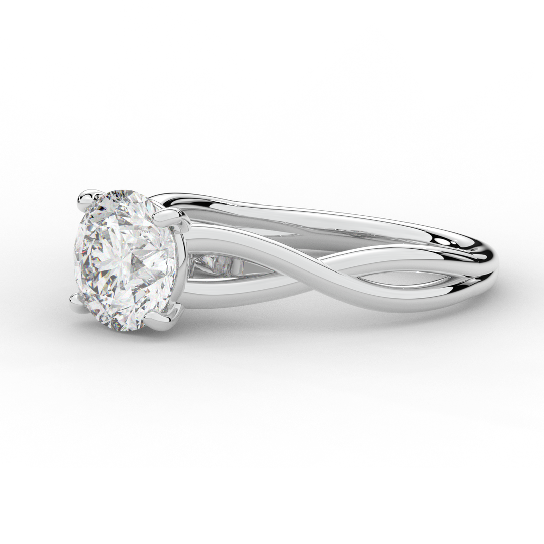 1.50CT ROUND LAB DIAMOND SOLITAIRE TWIST BAND ENGAGEMENT RING - Nazarelle