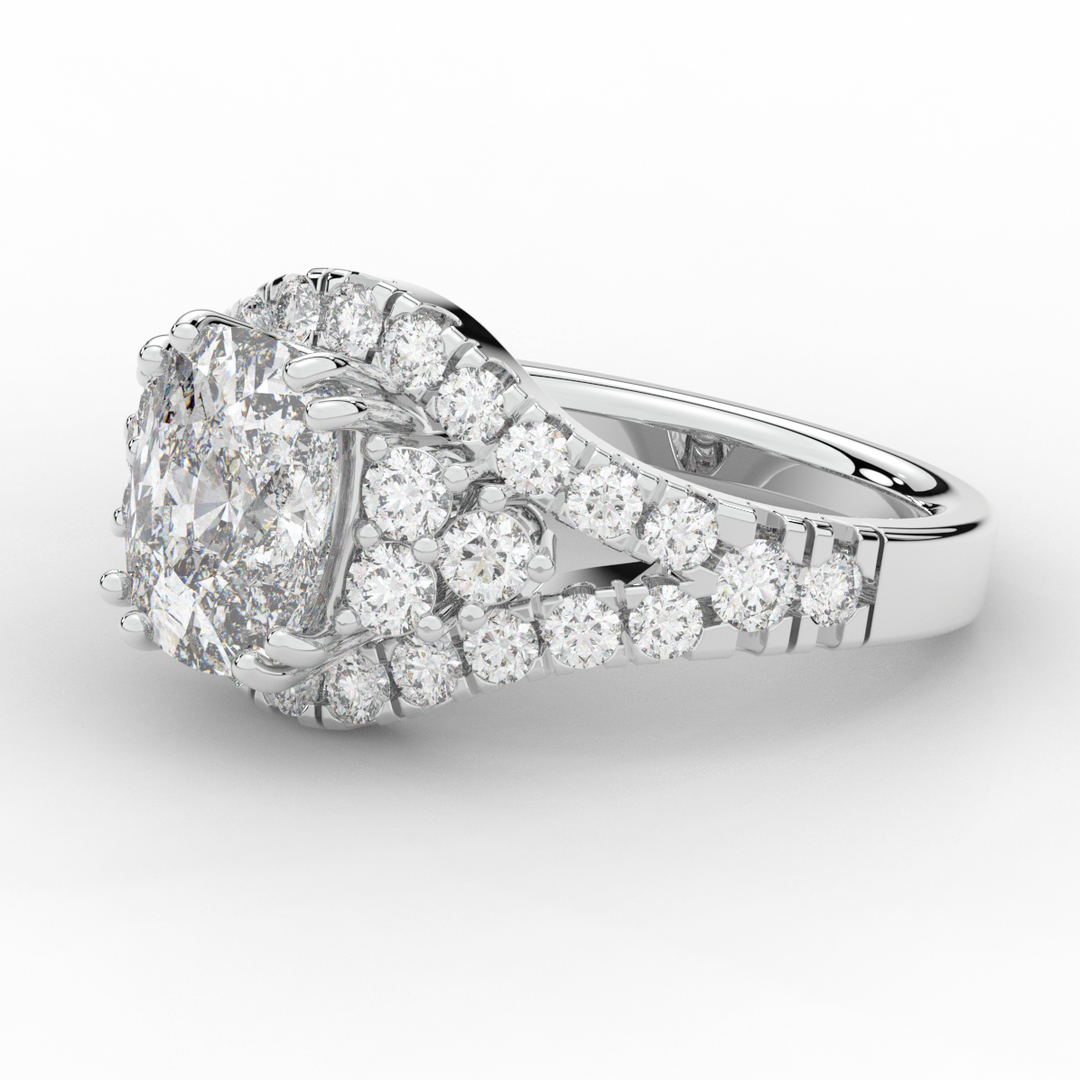 3.10CT.TW CUSHION LAB DIAMOND HALO ENGAGEMENT RING