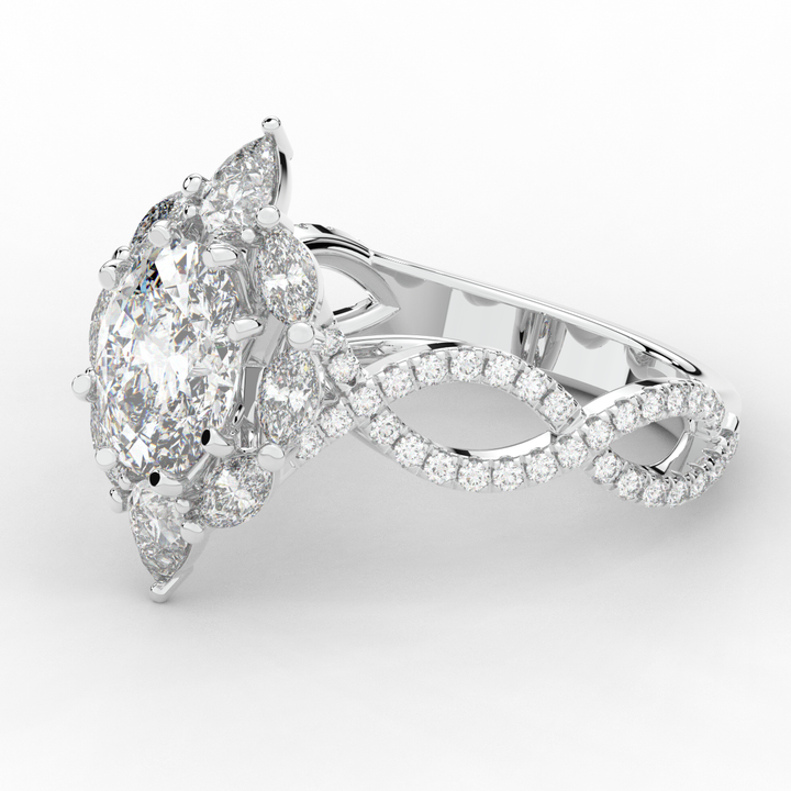 3.00CT.TW OVAL LAB DIAMOND HALO ENGAGEMENT RING