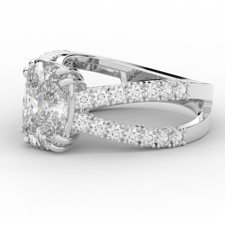 3.75CT.TW CUSHION LAB DIAMOND SPLIT BAND ENGAGEMENT RING