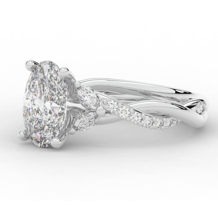 2.40CT.TW OVAL LAB DIAMOND TWIST ENGAGEMENT RING