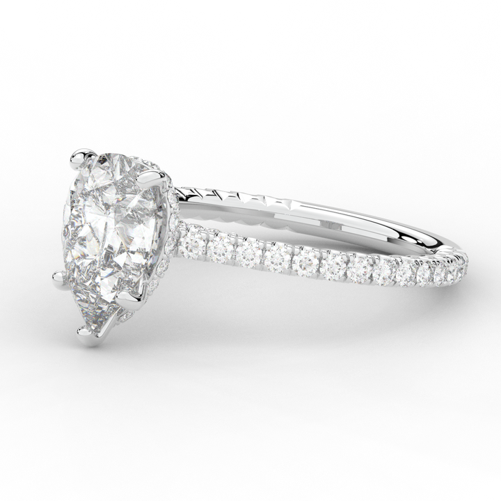 2.50CT.TW PEAR LAB DIAMOND UNDERHALO SOLITAIRE ENGAGEMENT RING