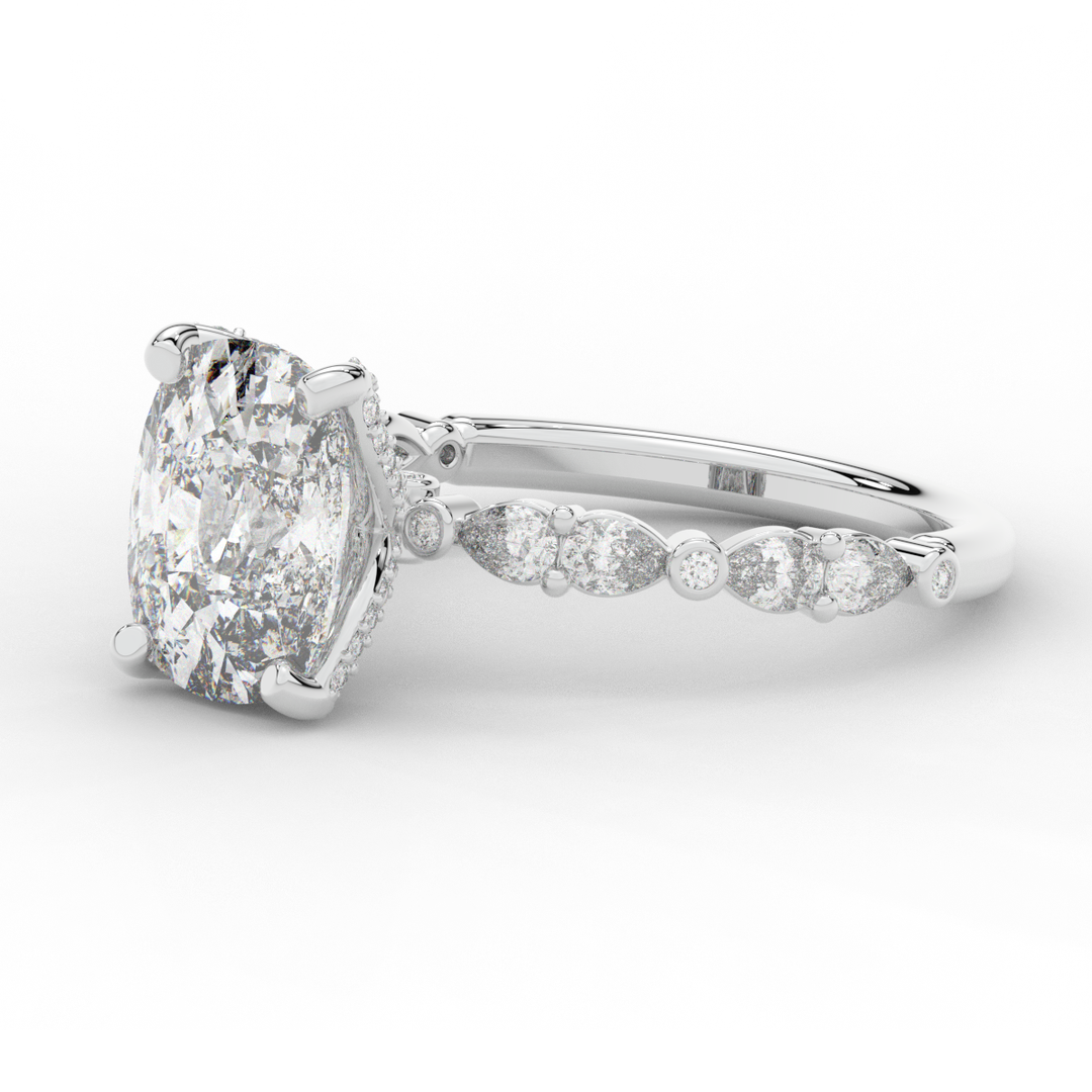 3.60CT.TW CUSHION LAB DIAMOND SOLITAIRE ENGAGEMENT RING