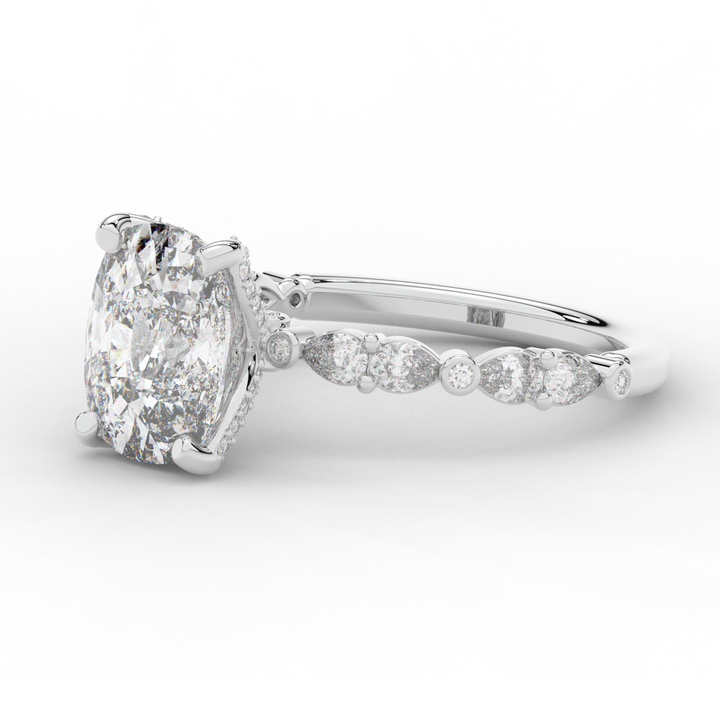 3.60CT.TW CUSHION LAB DIAMOND SOLITAIRE ENGAGEMENT RING