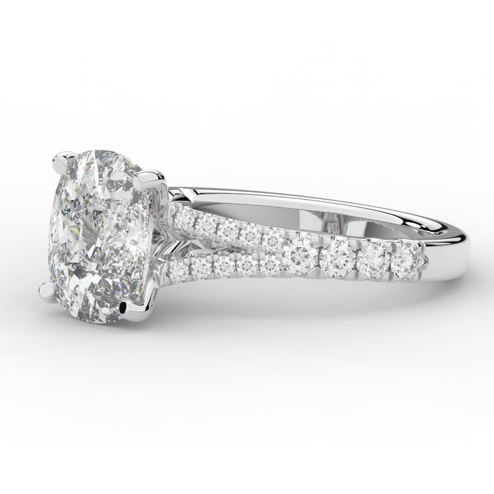 3.45CT.TW CUSHION LAB DIAMOND ENGAGEMENT RING