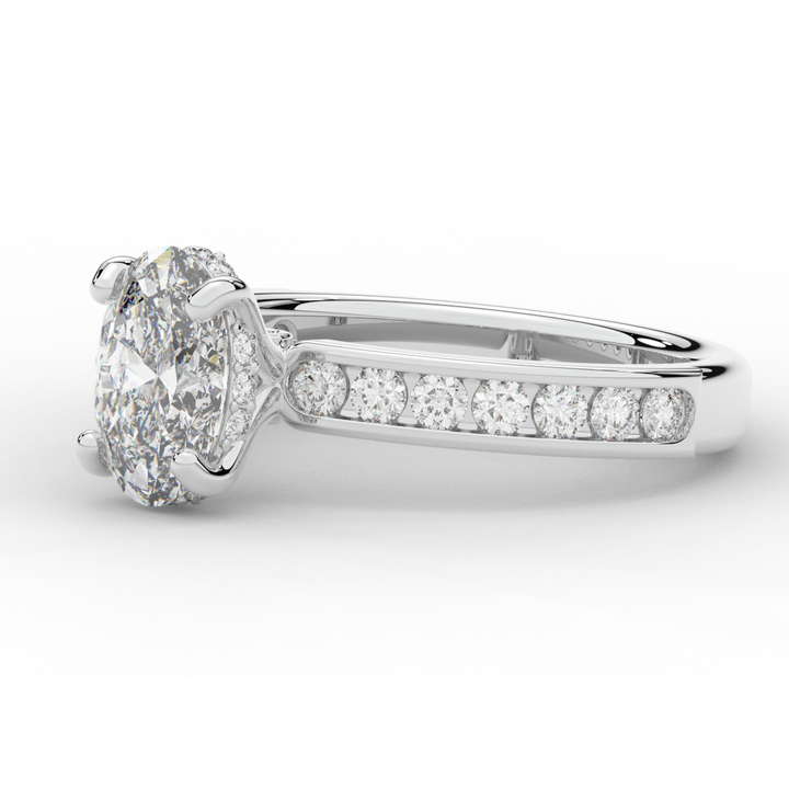 1.95CT.TW OVAL LAB DIAMOND UNDERHALO ENGAGEMENT RING