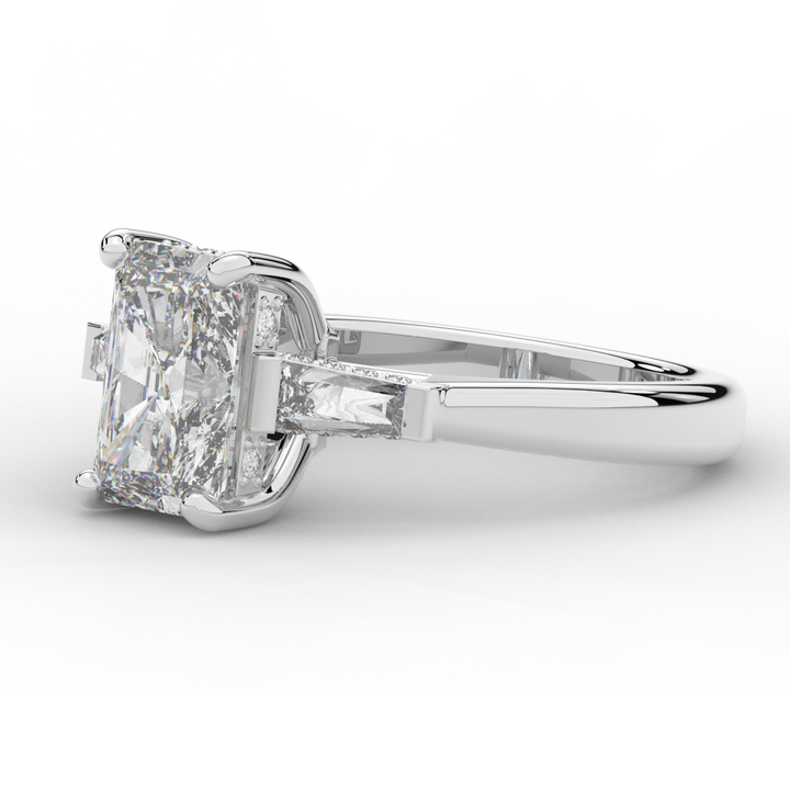 3.45CT.TW RADIANT LAB DIAMOND 3 STONE ENGAGEMENT RING