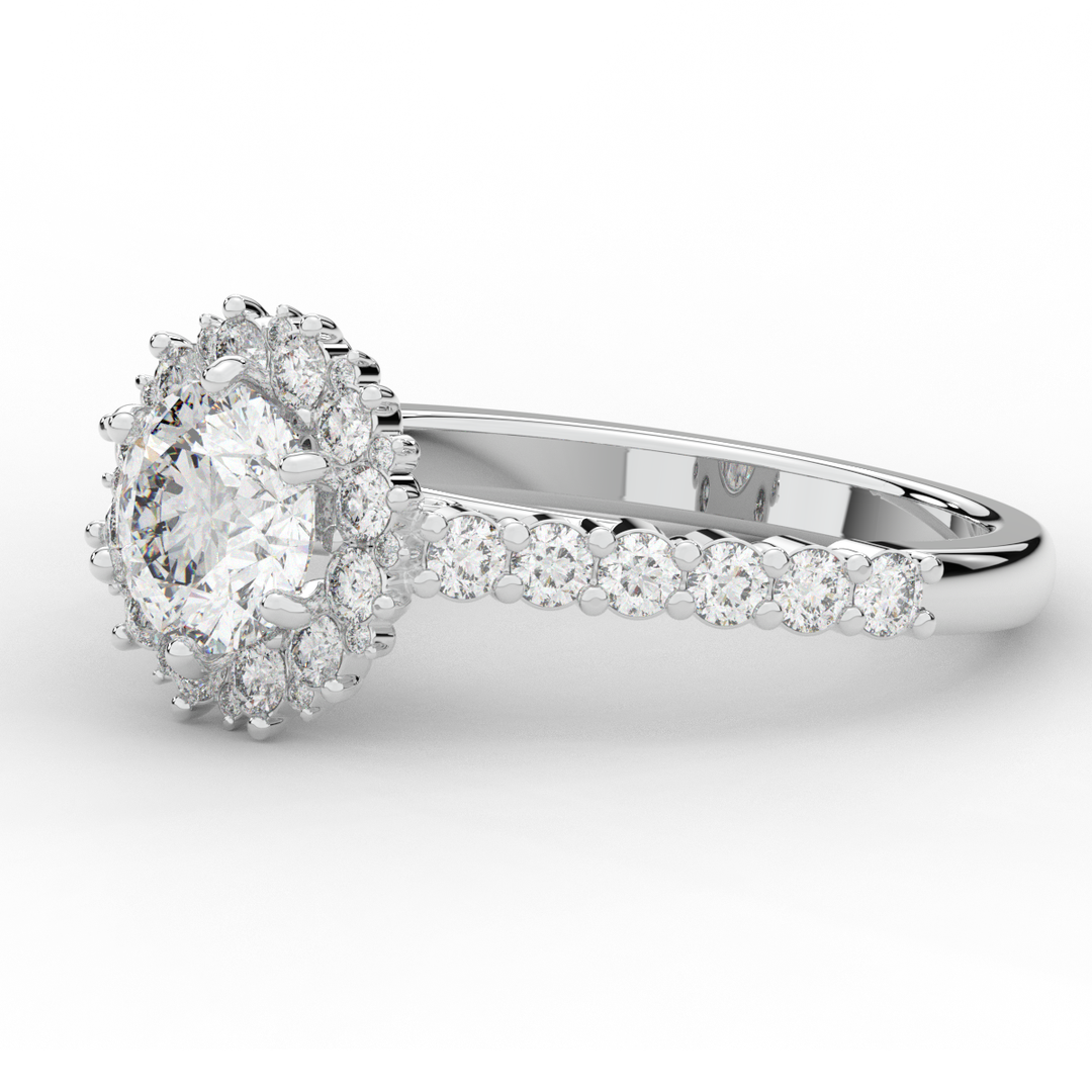 1.60CT.TW ROUND LAB DIAMOND HALO ENGAGEMENT RING