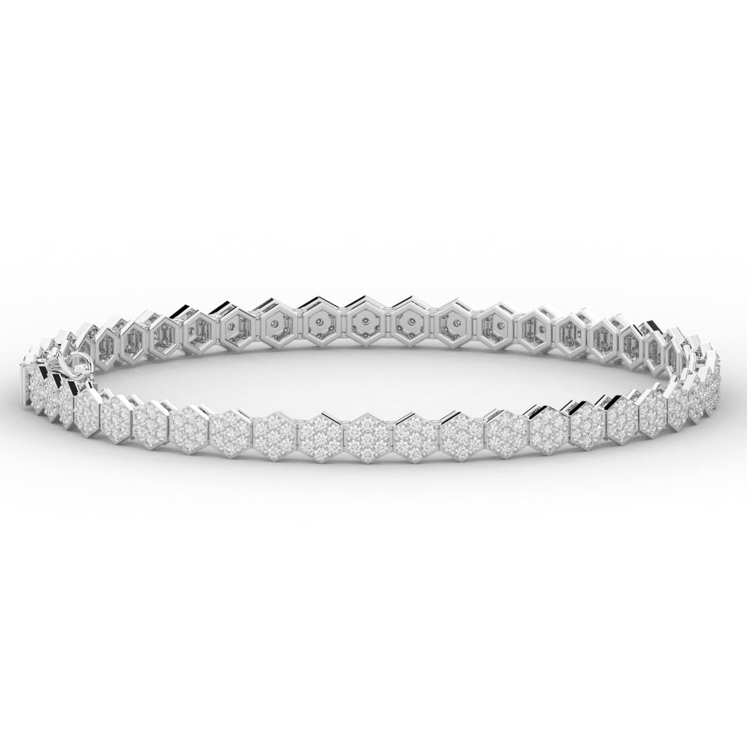 2.50CT.TW ROUND LAB DIAMOND CLUSTER TENNIS BRACELET - Nazarelle