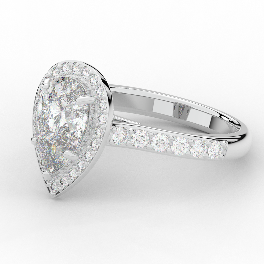 2.50CT.TW PEAR LAB DIAMOND HALO ENGAGEMENT RING