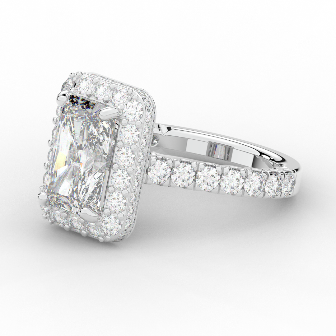 4.50CT.TW RADIANT LAB DIAMOND HALO ENGAGEMENT RING