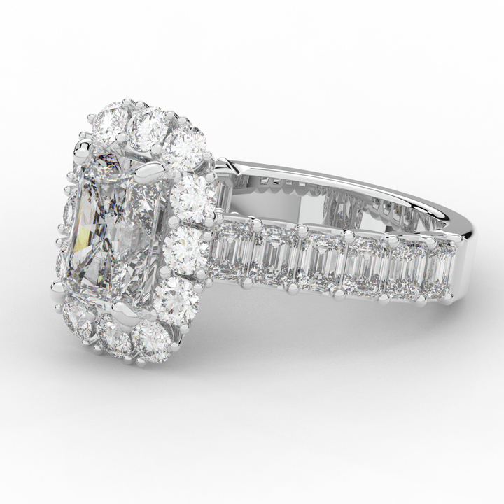 6.00CT.TW RADIANT LAB DIAMOND HALO ENGAGEMENT RING