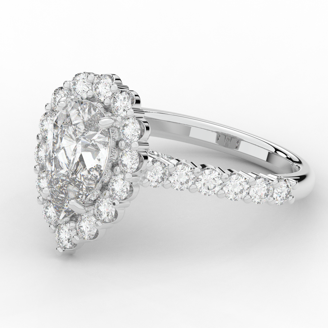 3.10CT.TW PEAR LAB DIAMOND HALO ENGAGEMENT RING