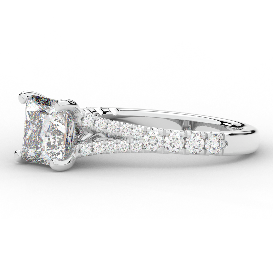 2.45CT.TW PRINCESS LAB DIAMOND ENGAGEMENT RING