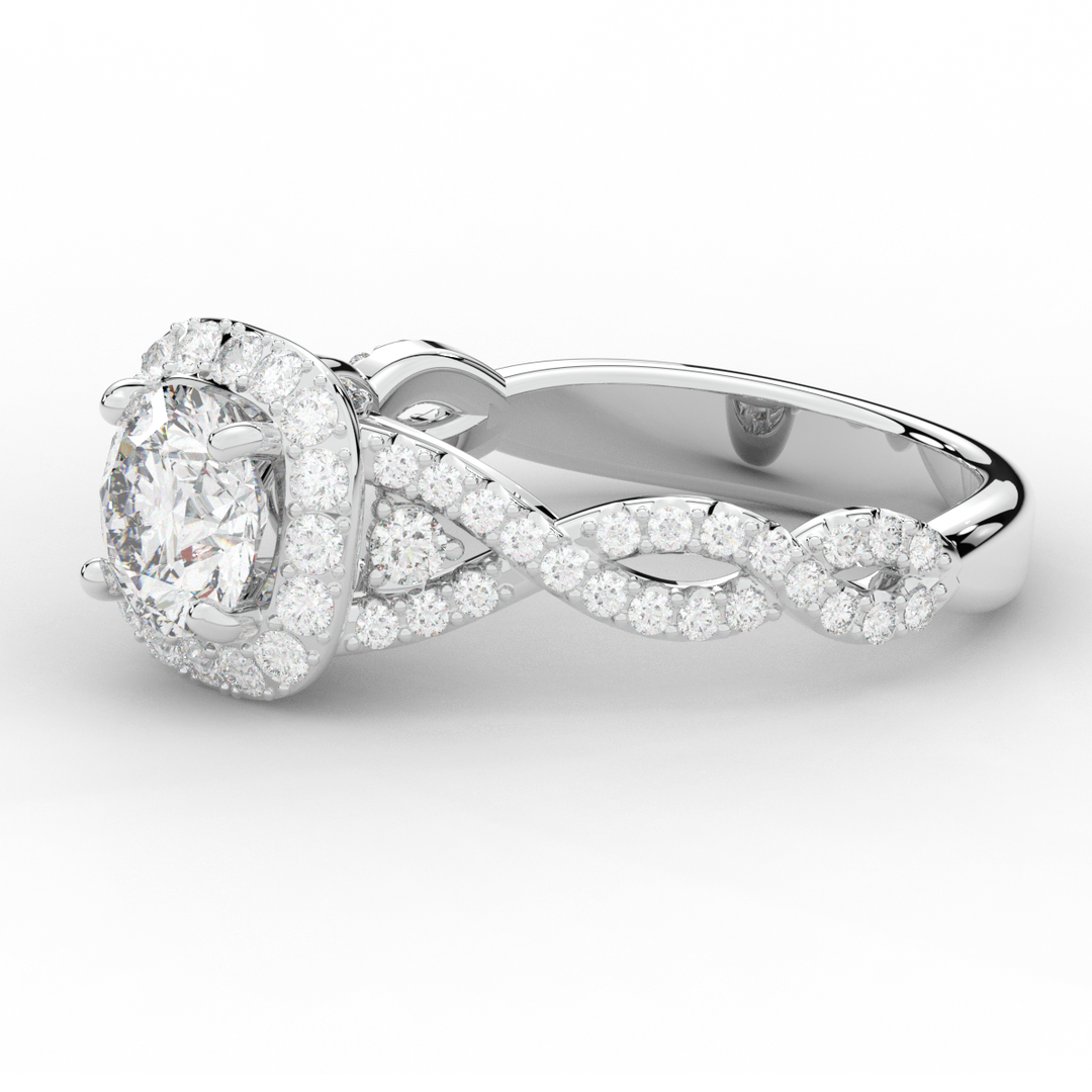 1.60CT.TW ROUND LAB DIAMOND HALO TWIST ENGAGEMENT RING