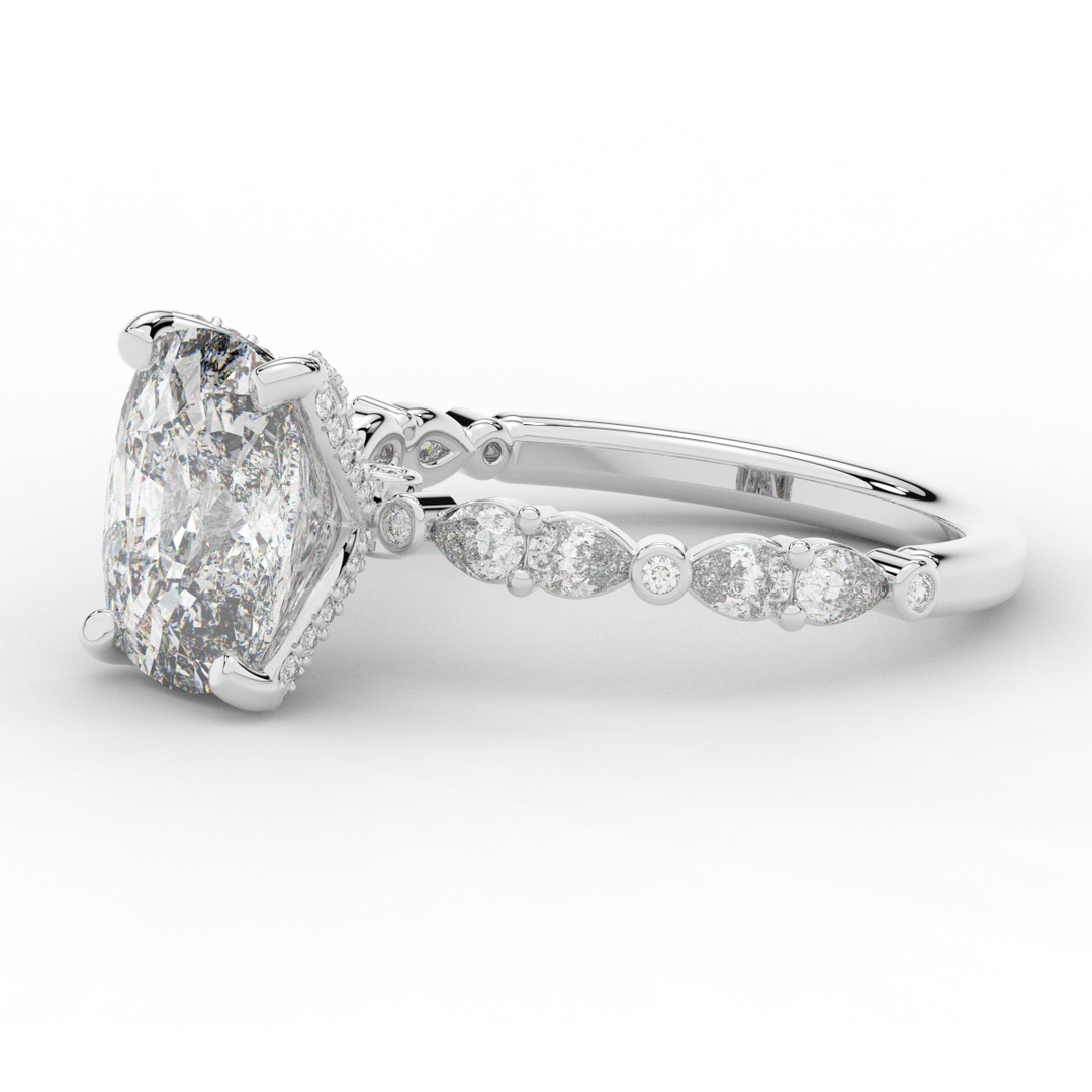 3.60CT.TW CUSHION LAB DIAMOND SOLITAIRE ENGAGEMENT RING