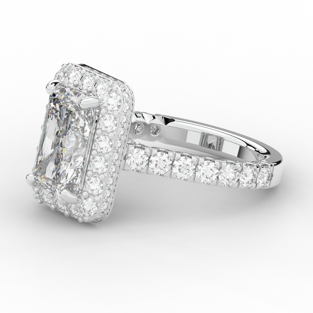 4.50CT.TW RADIANT LAB DIAMOND HALO ENGAGEMENT RING