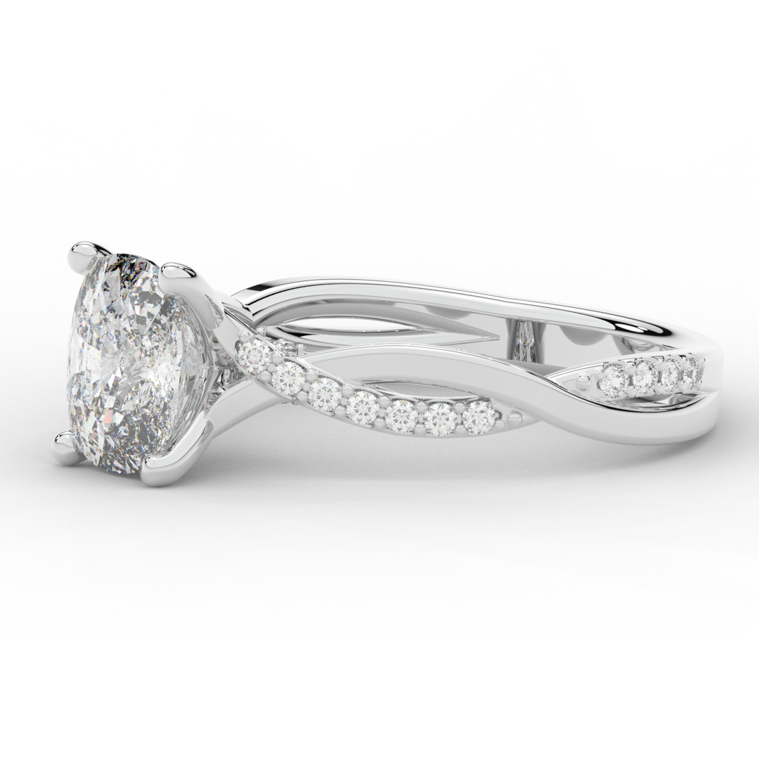 1.70CT.TW CUSHION LAB DIAMOND TWIST BAND ENGAGEMENT RING