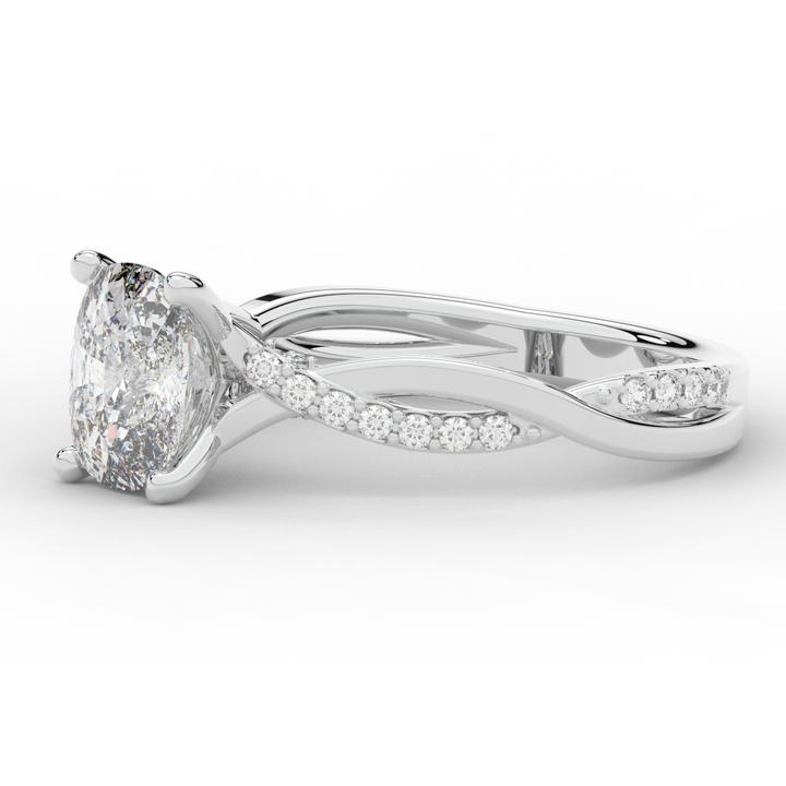 1.70CT.TW CUSHION LAB DIAMOND TWIST BAND ENGAGEMENT RING