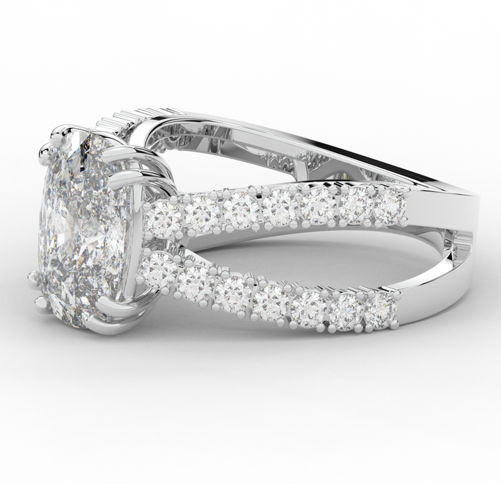 3.75CT.TW CUSHION LAB DIAMOND SPLIT BAND ENGAGEMENT RING