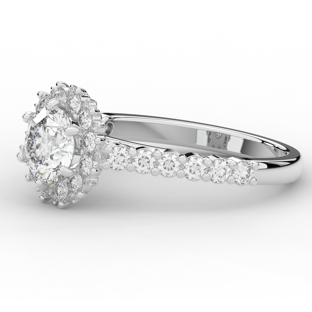 1.60CT.TW ROUND LAB DIAMOND HALO ENGAGEMENT RING