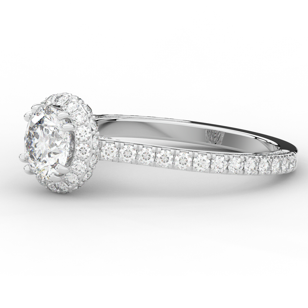 1.90CT.TW ROUND LAB DIAMOND HALO ENGAGEMENT RING