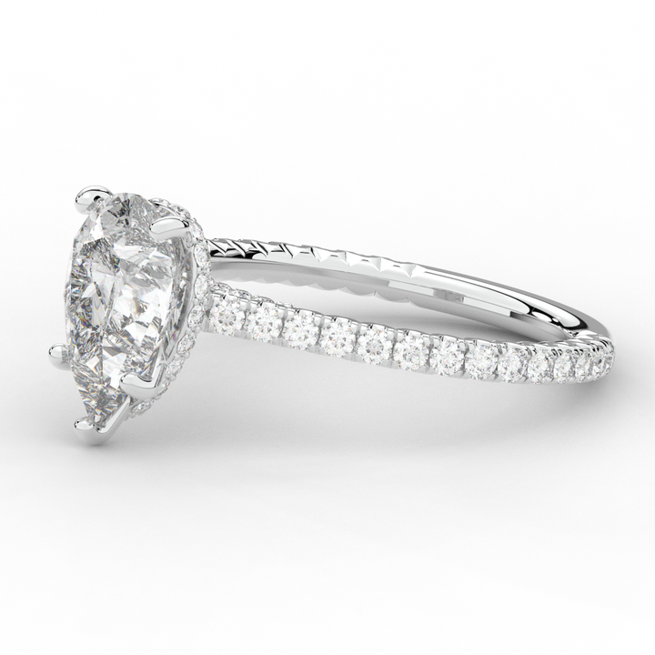 2.50CT.TW PEAR LAB DIAMOND UNDERHALO SOLITAIRE ENGAGEMENT RING