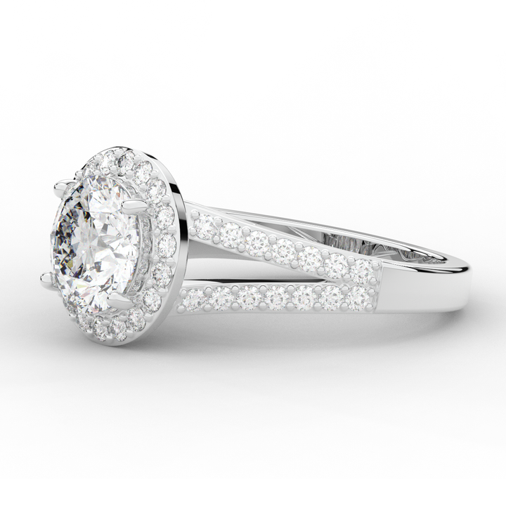 2.50CT.TW ROUND LAB DIAMOND SPLIT SHANK HALO ENGAGEMENT RING - Nazarelle