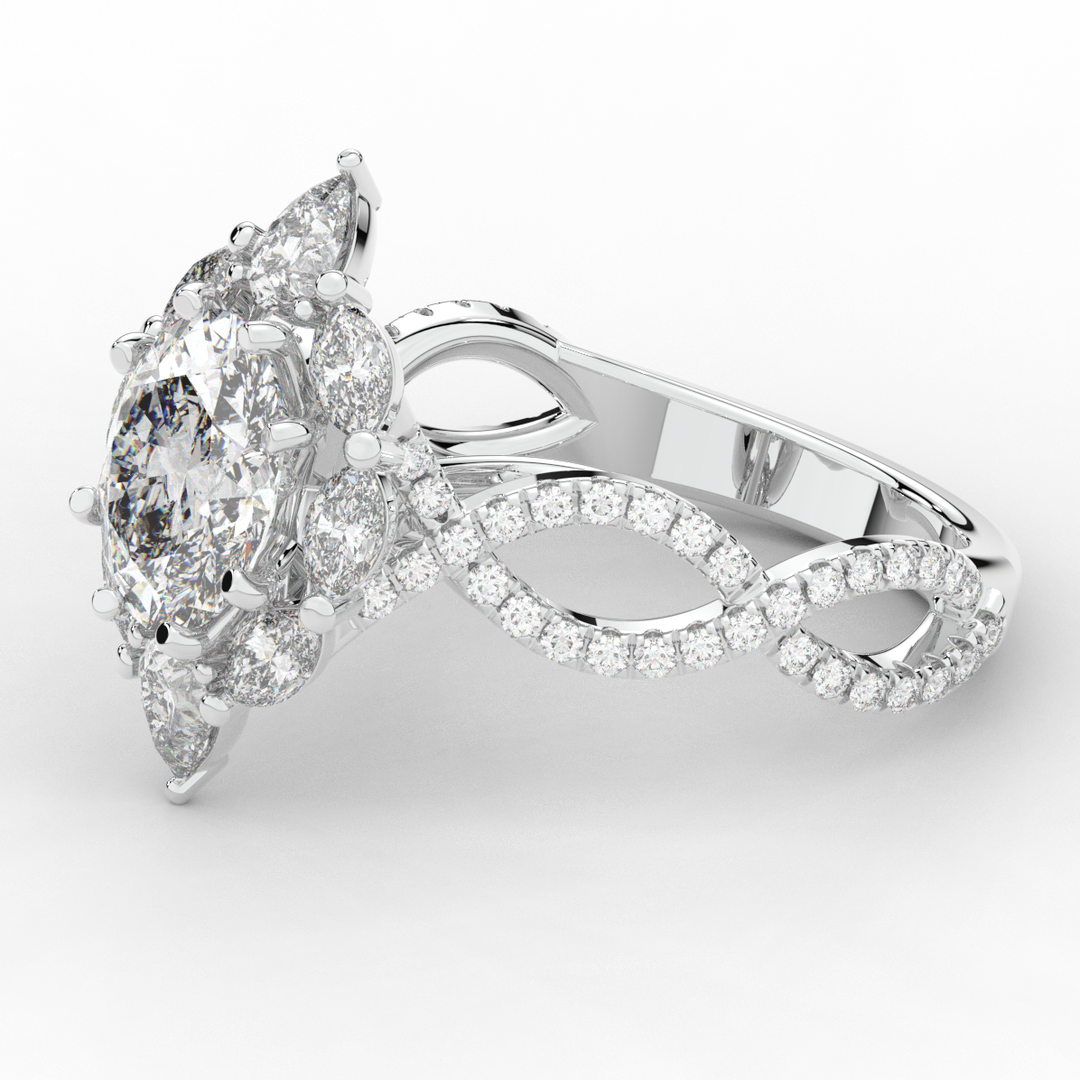 3.00CT.TW OVAL LAB DIAMOND HALO ENGAGEMENT RING