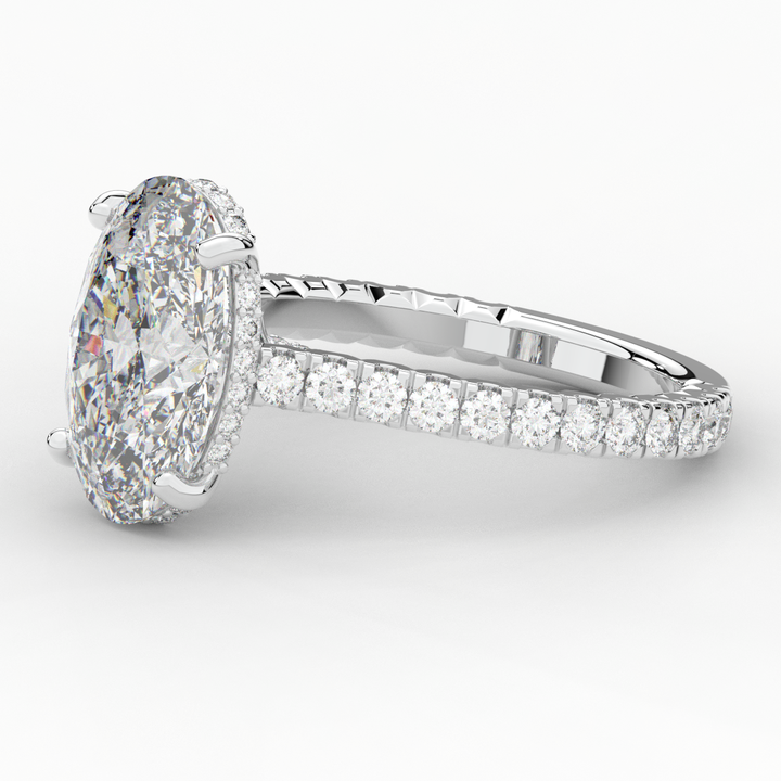 4.70CT.TW OVAL LAB DIAMOND UNDERHALO SOLITAIRE ENGAGEMENT RING