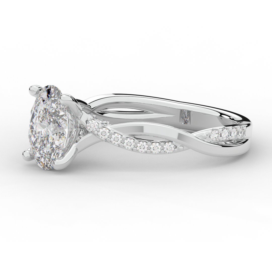 1.70CT.TW OVAL LAB DIAMOND TWIST BAND ENGAGEMENT RING