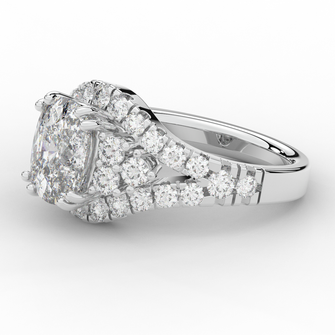 3.10CT.TW CUSHION LAB DIAMOND HALO ENGAGEMENT RING