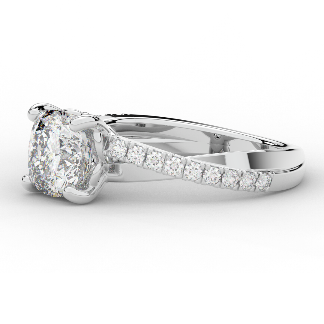 2.20CT.TW CUSHION LAB DIAMOND TWISTBAND ENGAGEMENT RING