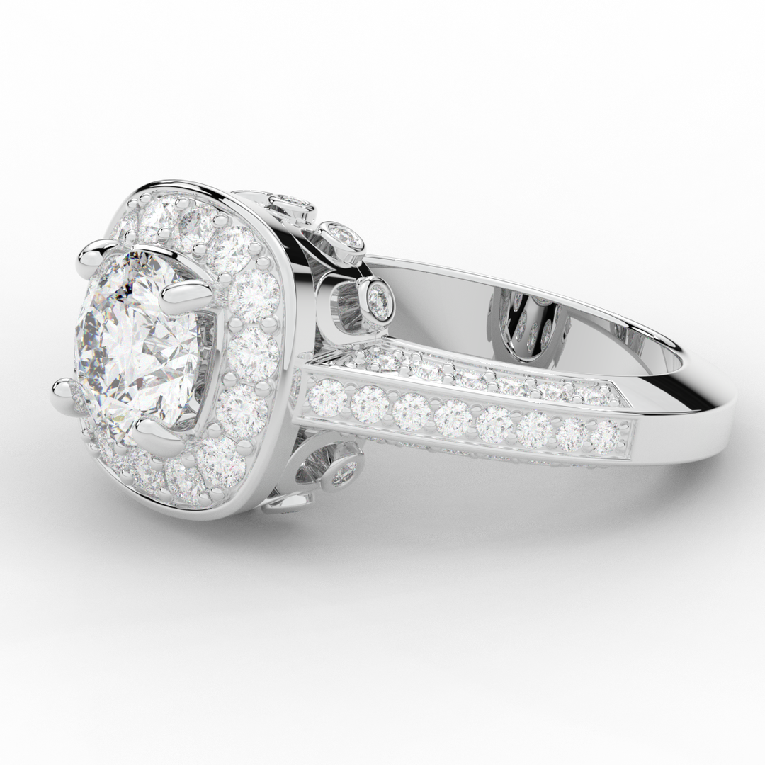 1.50CT.TW ROUND LAB DIAMOND HALO ENGAGEMENT RING