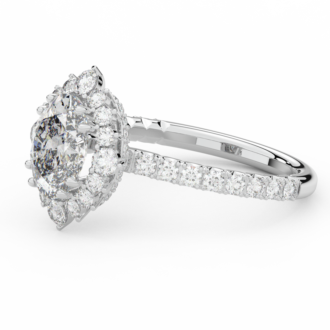 2.80CT.TW OVAL LAB DIAMOND HALO ENGAGEMENT RING