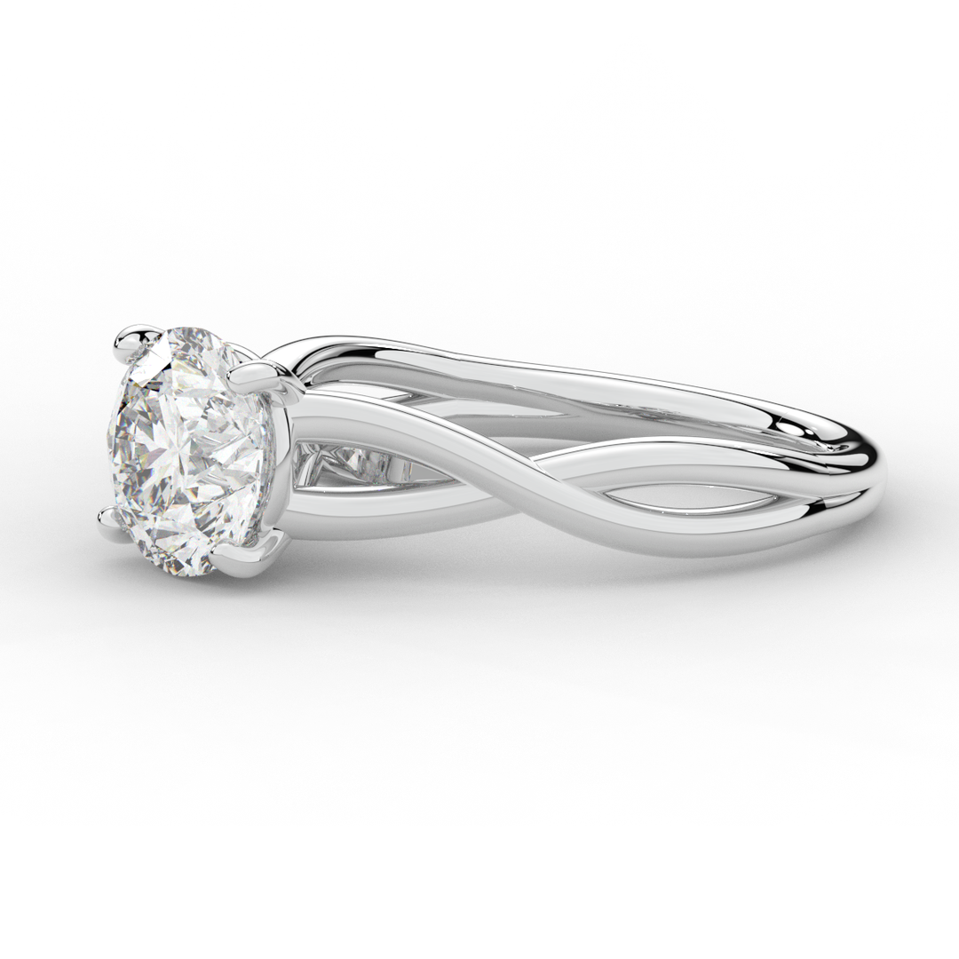 1.50CT ROUND LAB DIAMOND SOLITAIRE TWIST BAND ENGAGEMENT RING - Nazarelle