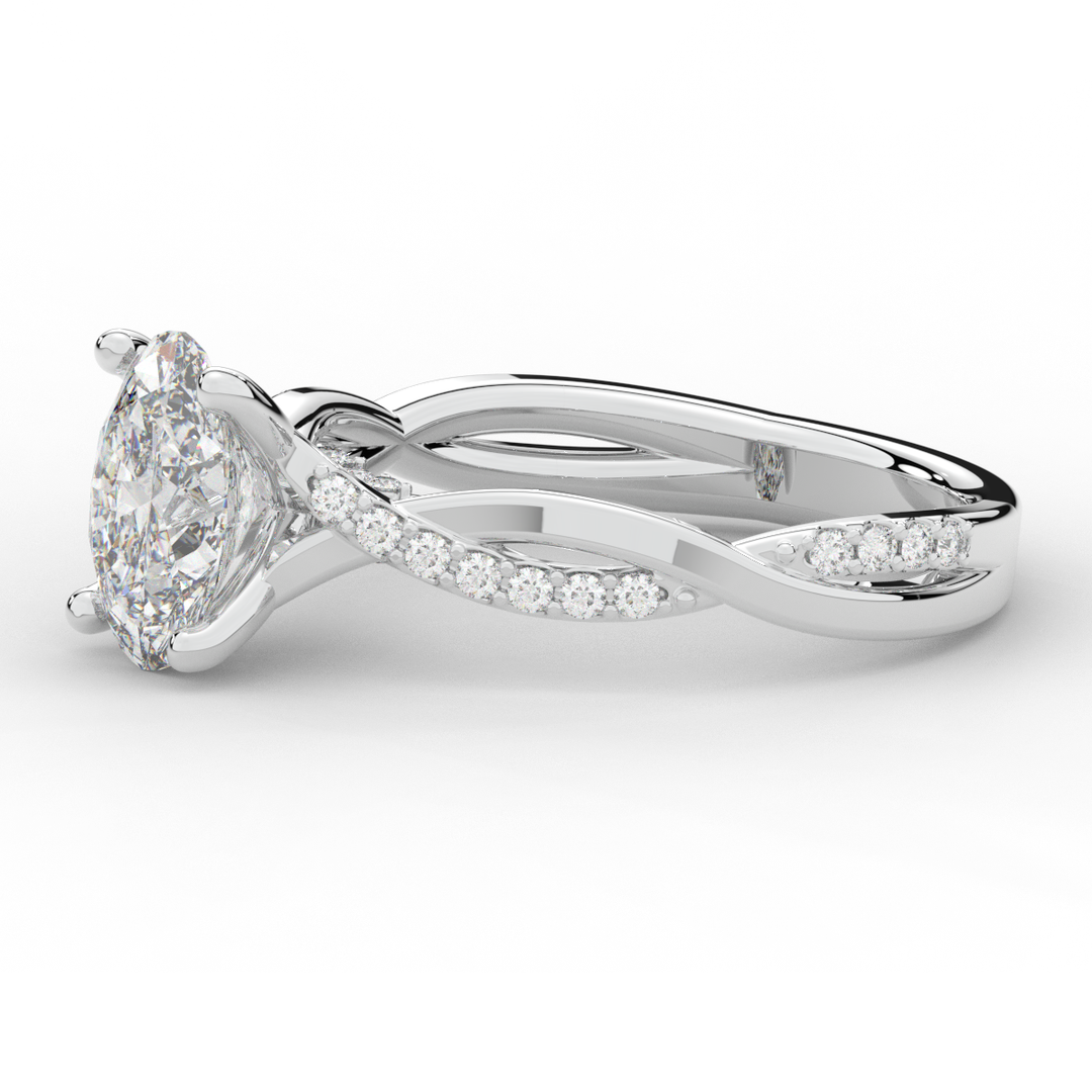 1.70CT.TW OVAL LAB DIAMOND TWIST BAND ENGAGEMENT RING