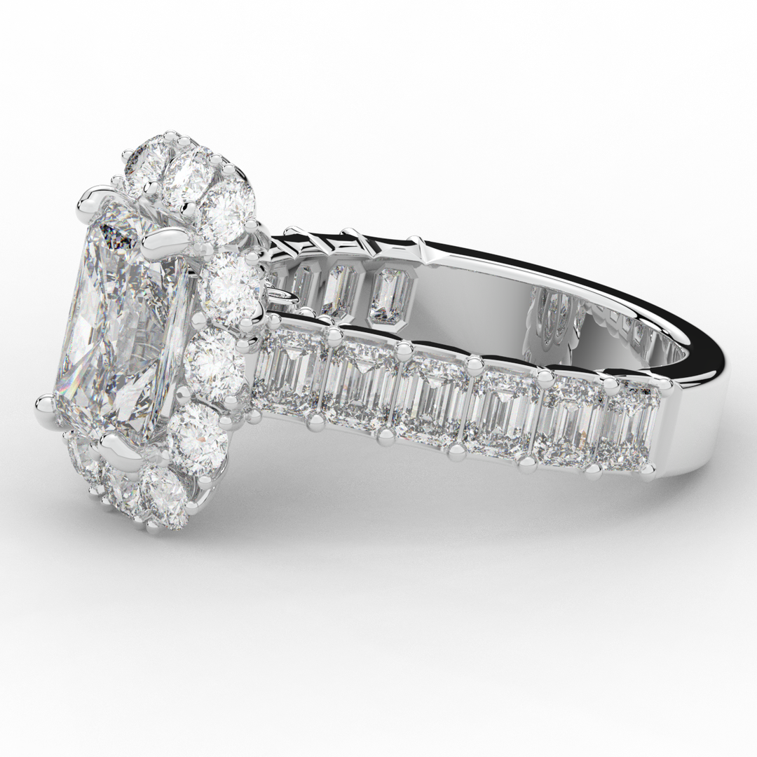 6.00CT.TW RADIANT LAB DIAMOND HALO ENGAGEMENT RING