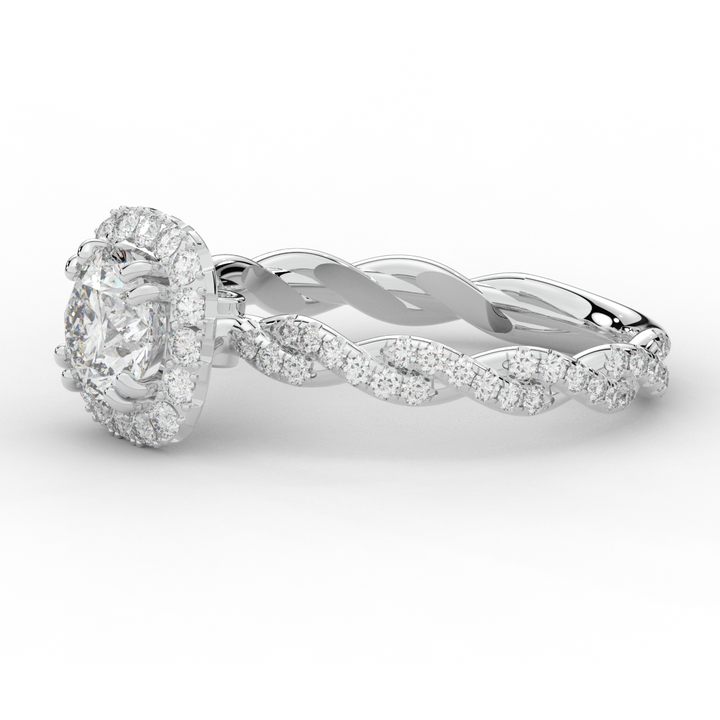 1.55CT.TW ROUND LAB DIAMOND HALO TWIST ENGAGEMENT RING