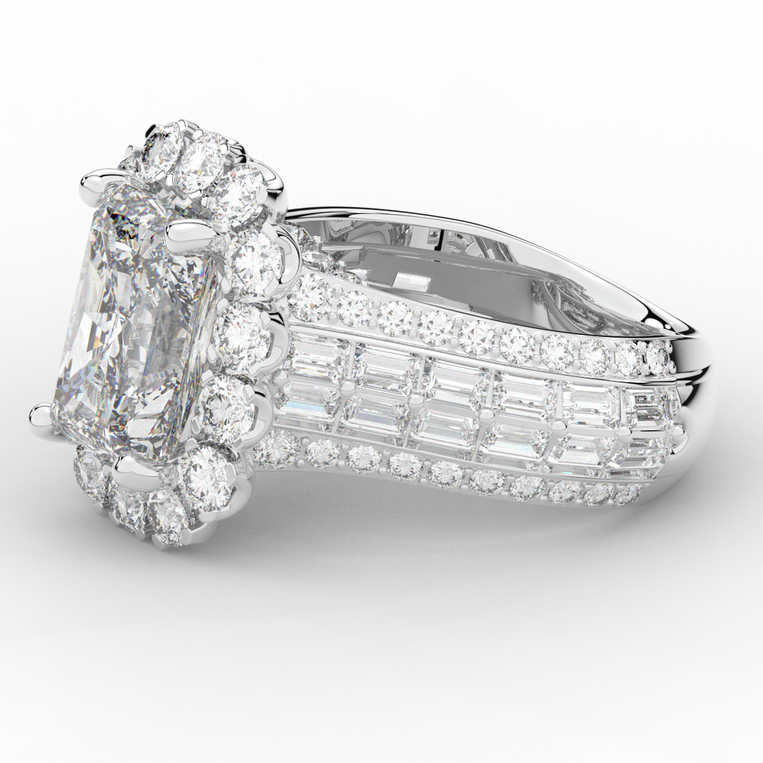 8.00CT.TW RADIANT LAB DIAMOND HALO ENGAGEMENT RING