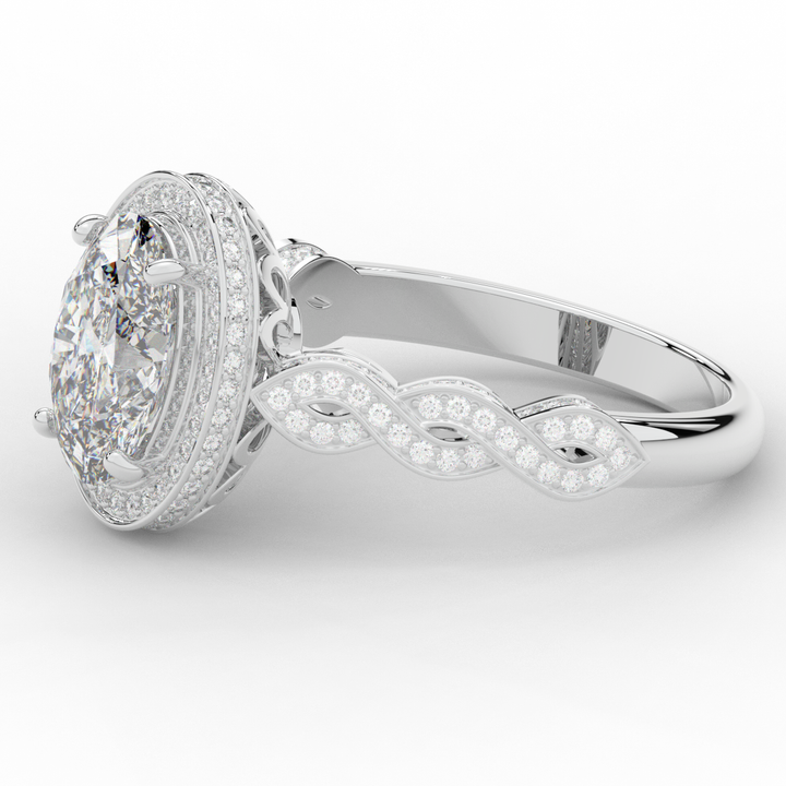 3.10CT.TW OVAL LAB DIAMOND HALO ENGAGEMENT RING