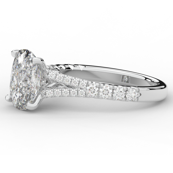 3.45CT.TW CUSHION LAB DIAMOND ENGAGEMENT RING